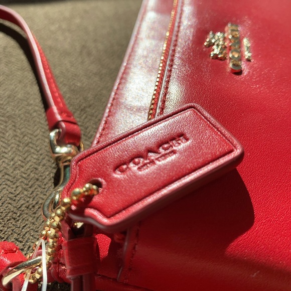 Brand New Red Coach Wristlet with Double Zipper - Picture 3 of 5